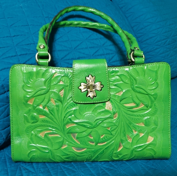 🌿Patricia Nash Rosina Tooled Leather Satchel - Picture 2 of 10